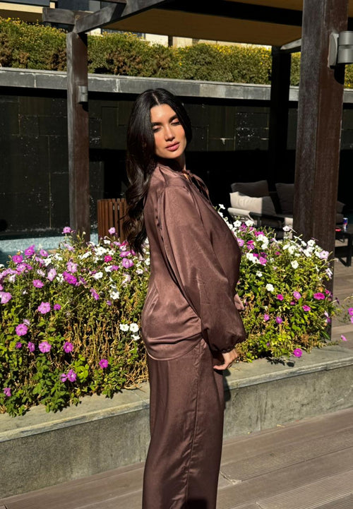 Brown silk set
