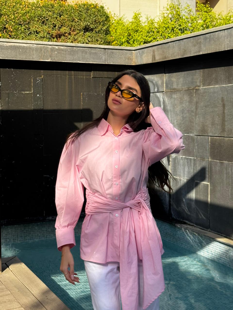 Blush wrap shirt
