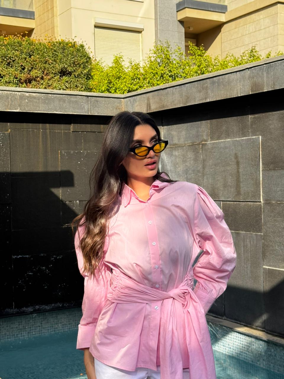 Blush wrap shirt